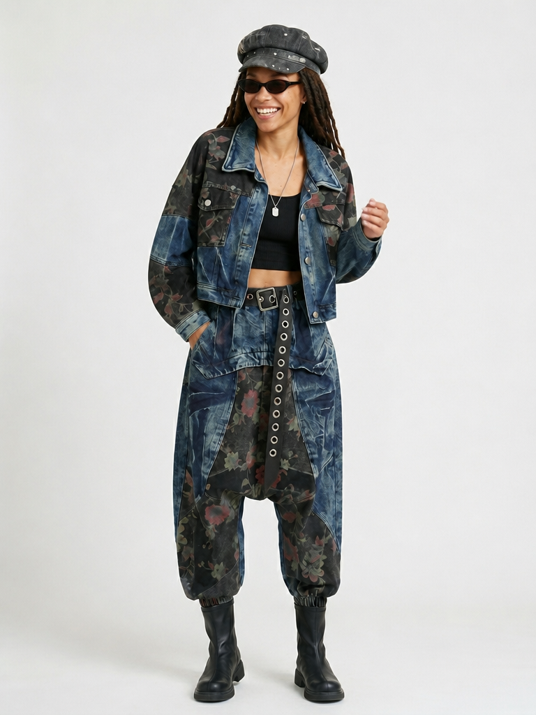 Untamed Floral Patchwork Denim Set