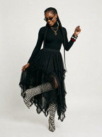 Audacious Asymmetrical Mesh Skirt