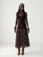 Radiant Polka Dot Pleated Maxi Dress