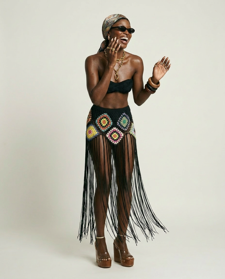 Free Spirit Crochet Fringe Skirt