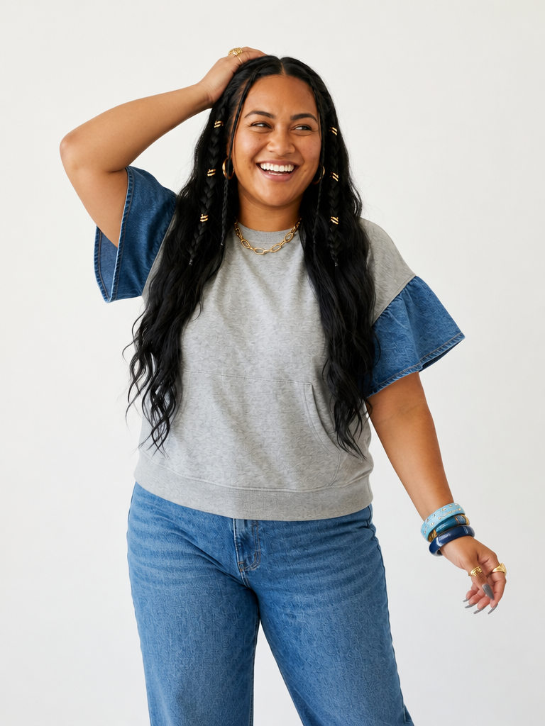 Audacious Denim Ruffle T-Shirt