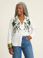 Divine Rhinestone Floral Embroidered Blouse