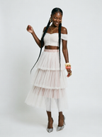 Liberated Mesh Tiered A-Line Skirt