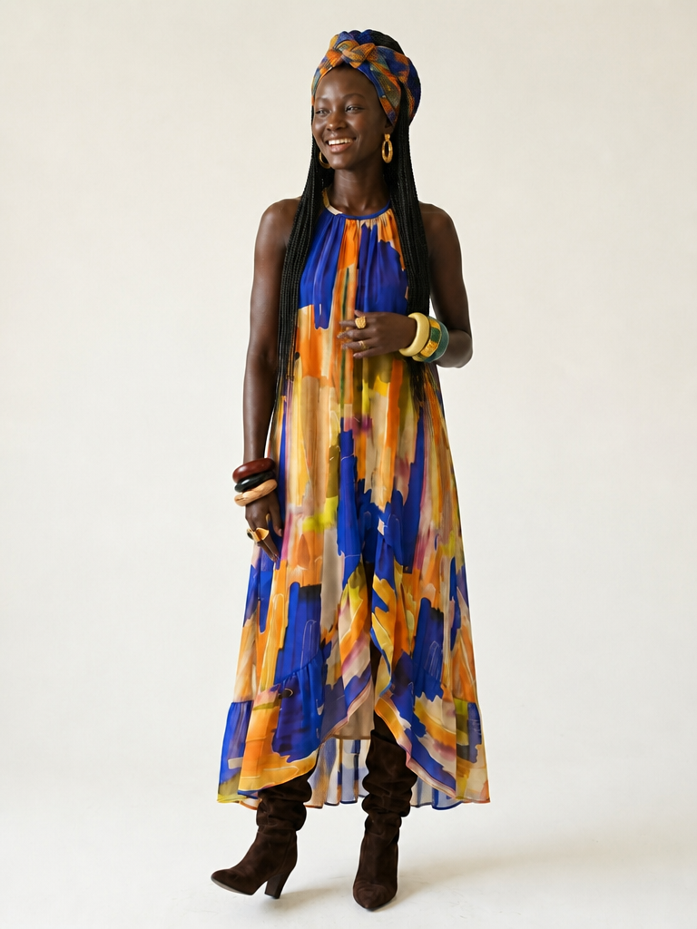 Wanderlust Halter Printed Maxi Dress