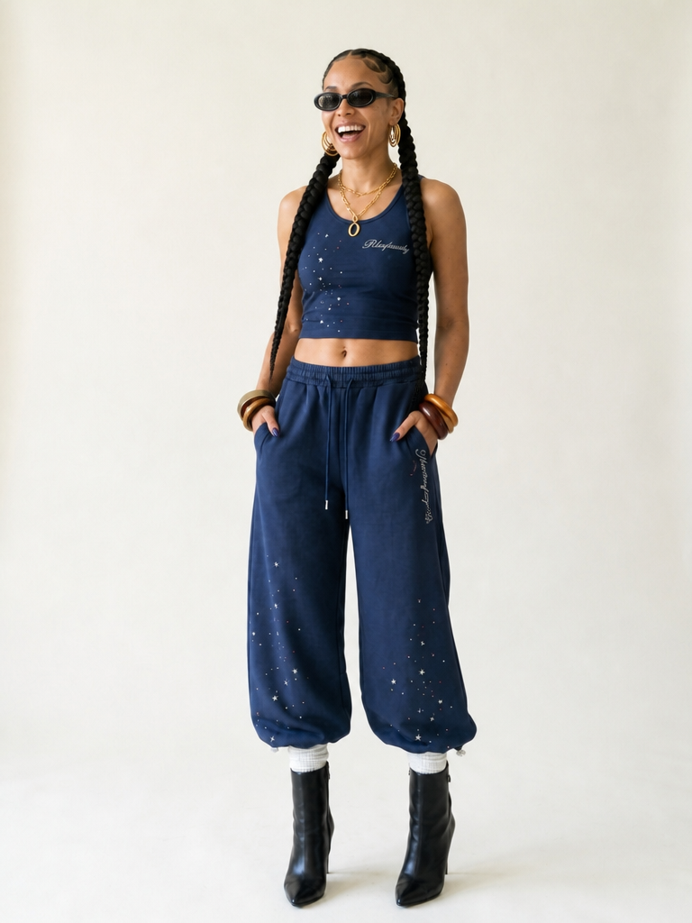 Radiant Rhinestone Wide-Leg Trousers