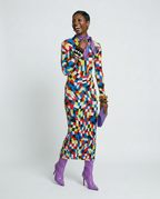 Vibrant Plaid Pleated Maxi Dress