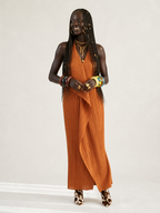 Radiant Pleated Halter Maxi Dress
