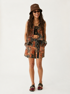 Daring Printed Denim Vest