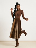 Grounded Plaid Patchwork A-Line Skirt