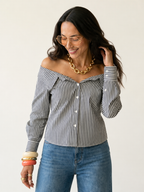 Confident Off-Shoulder Striped Blouse