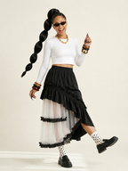Unique Irregular Ruffle Mesh Skirt