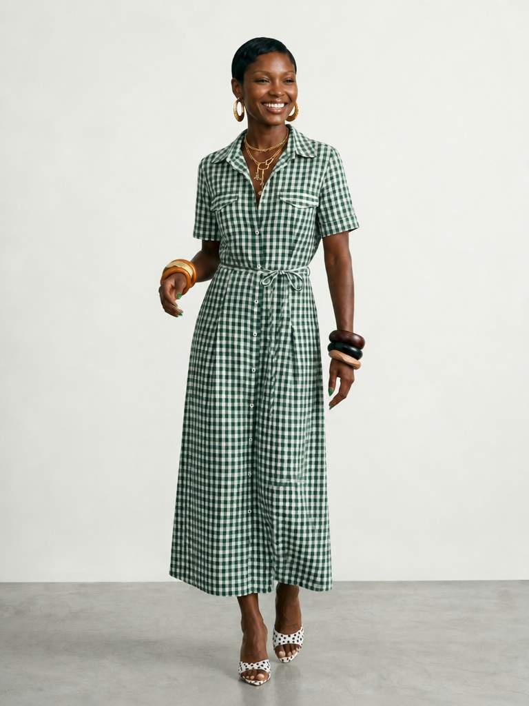 Limitless Plaid Midi Shirt Dress