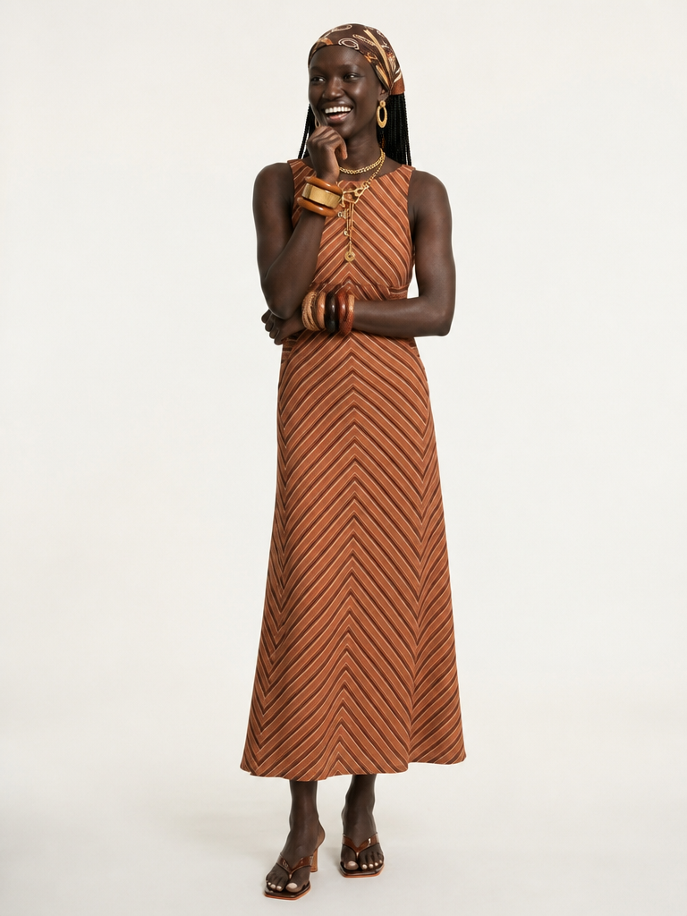 Worthy Striped Backless Maxi Dress