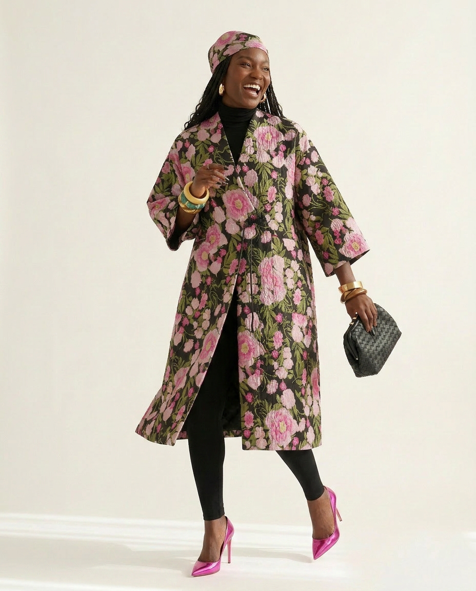 Vibrant Embroidered Floral Trench Coat