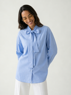 Elegant Striped Bow Collar Blouse