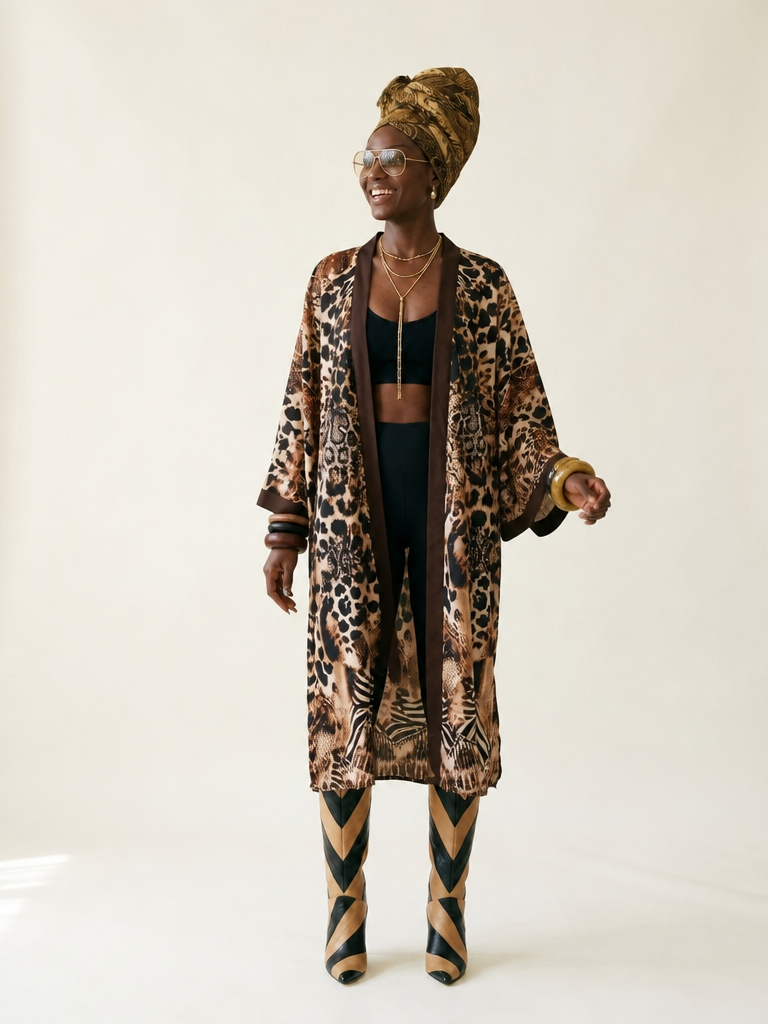 Fierce Leopard Print Maxi Kaftan
