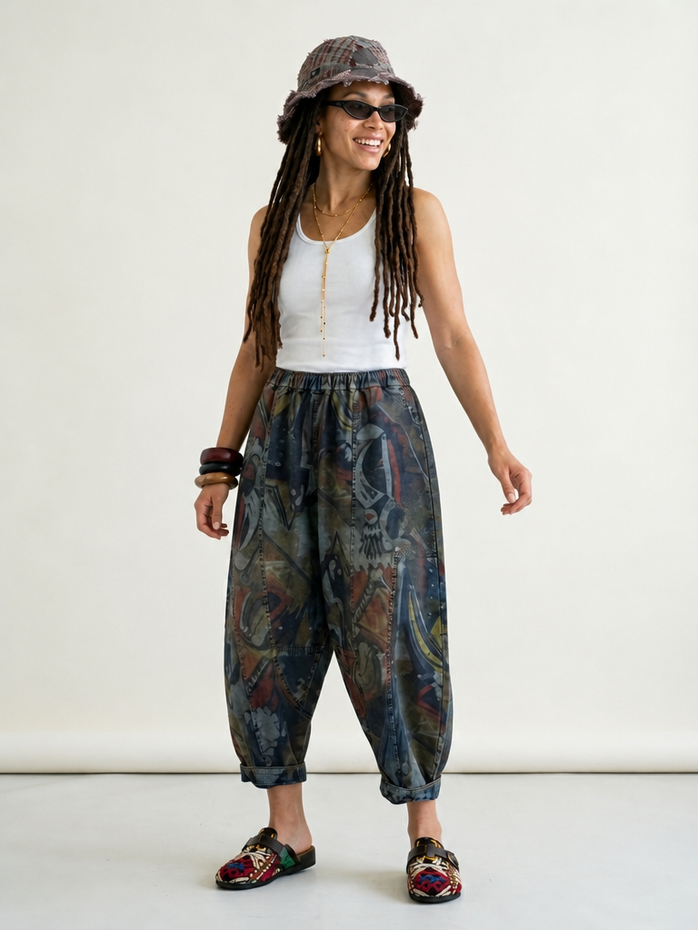 Maverick Printed Wide Leg Jeans