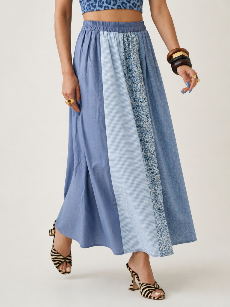 Wanderlust Patchwork Floral A-Line Skirt
