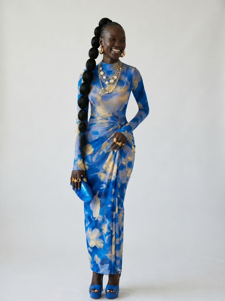 Wild Heart Printed Ruched Maxi Dress
