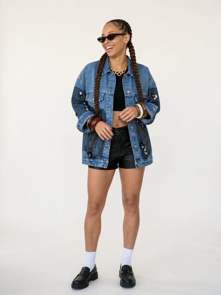Audacious Patchwork Sequin Denim Jacket