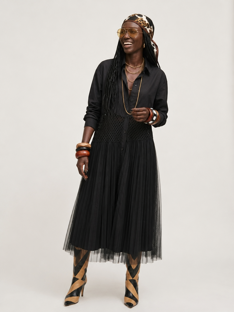 Audacious Mesh Patchwork Maxi Dress