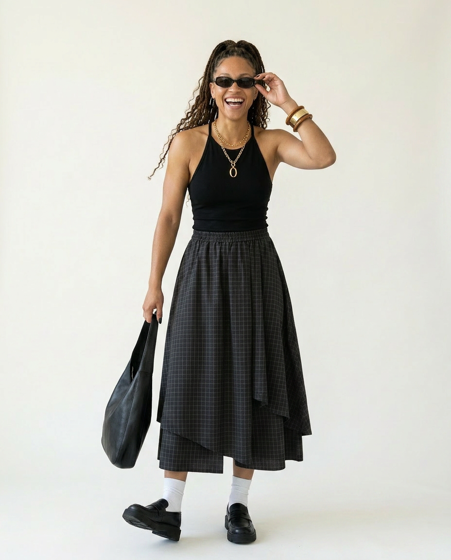 Unstoppable Plaid Irregular Skirt