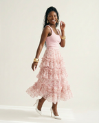 Divine Floral Ruffle Maxi Skirt