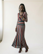 Vibrant Striped Knit Midi Dress