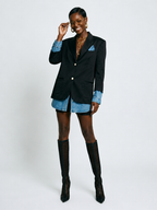 Audacious Denim Spliced Blazer
