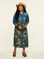 Adventurous Printed Denim Trench Coat