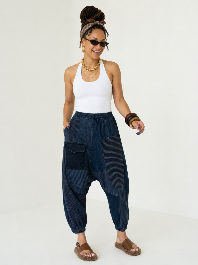 Free Spirit Denim Patchwork Harem Jeans