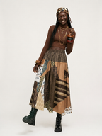 Unique Patchwork Plaid Maxi Skirt
