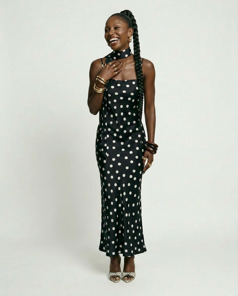 Elegant Polka Dot Maxi Dress