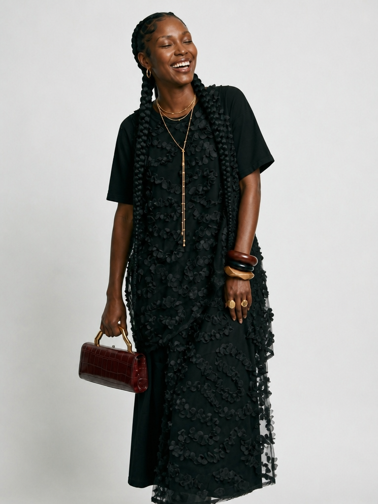 Audacious Black Mesh Skirt Set