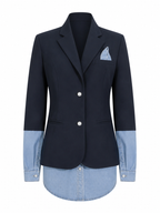 Audacious Denim Spliced Blazer
