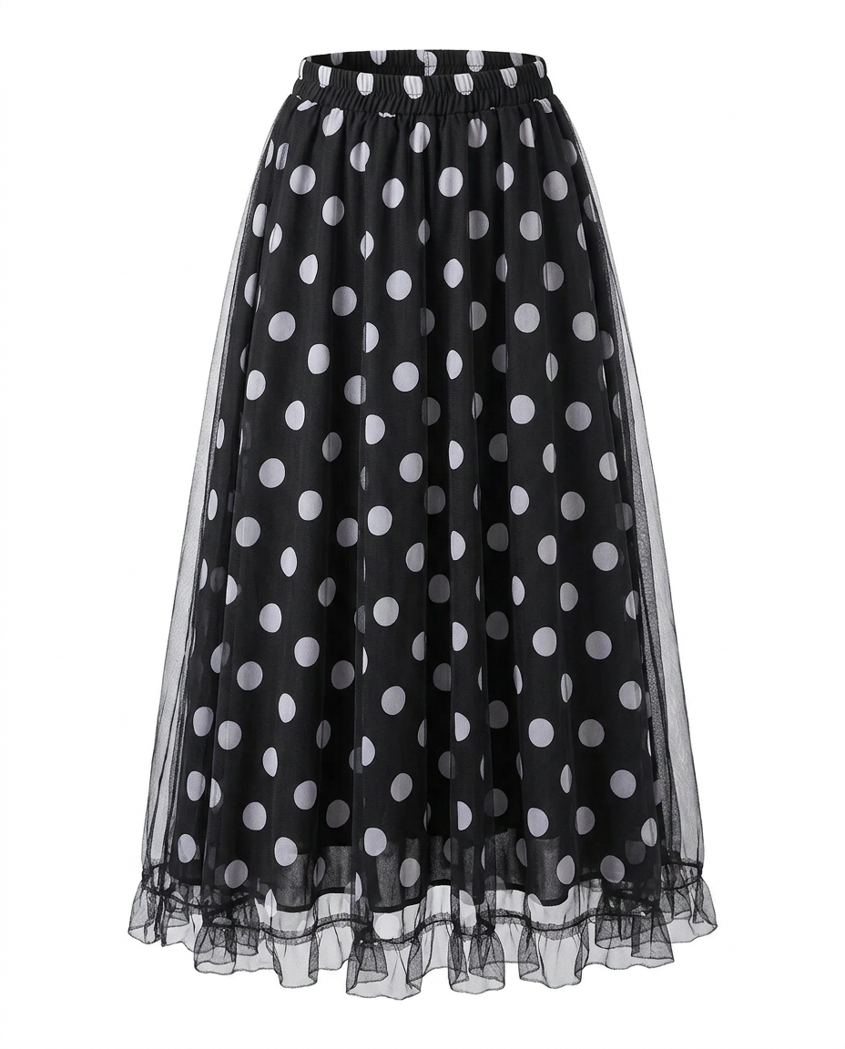 Confident Mesh Polka Dot Skirt