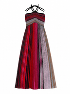 Vibrant Striped Halter Maxi Dress