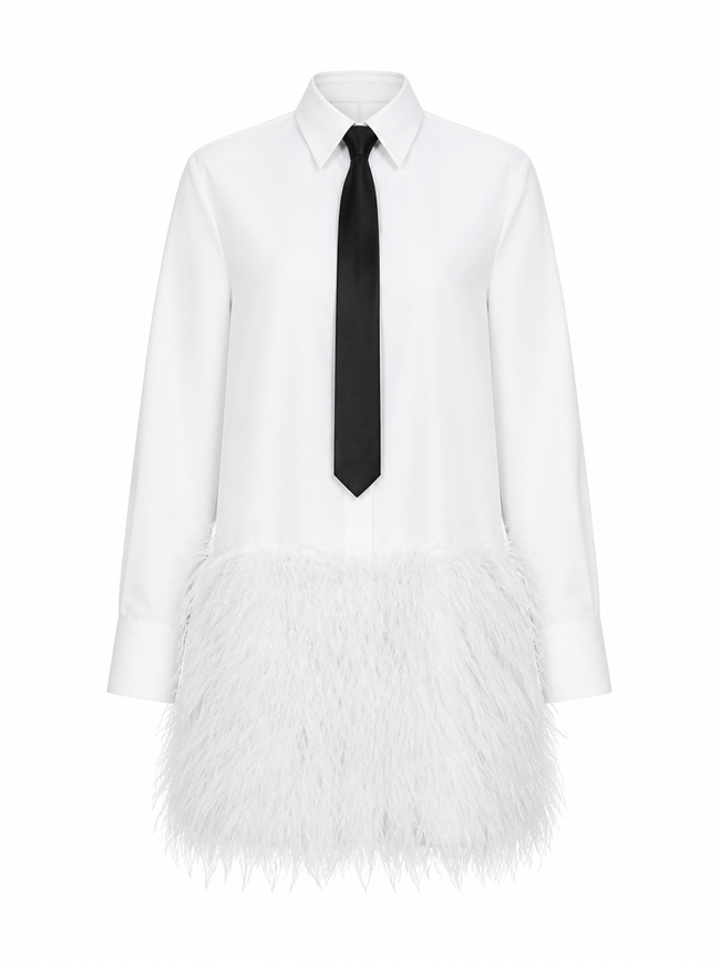 Daring Feather Trim Mini Blouse Hover Image