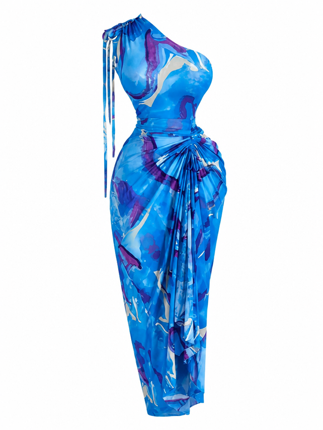 Liberated Tie Dye Ruched Maxi Dress Hover Image