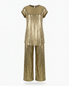 Divine Golden Pleated Two-Piece Set