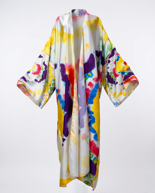 Vibrant Tie-Dye Bohemian Kimono Hover Image