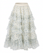 Divine Floral Ruffle Maxi Skirt