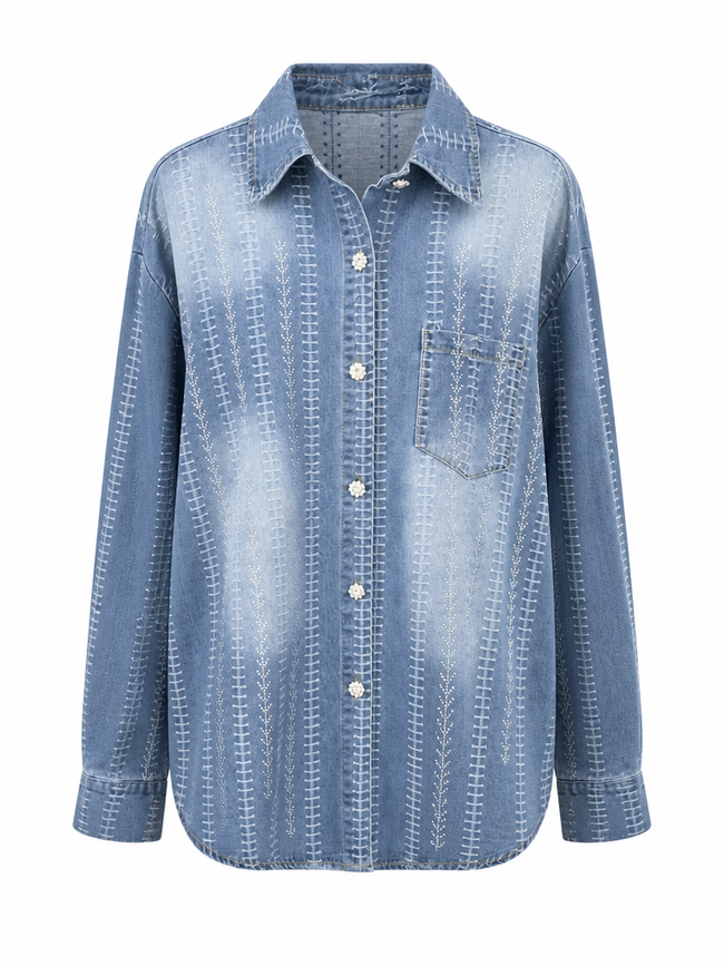 Free Spirit Denim Diamond Blouse Hover Image