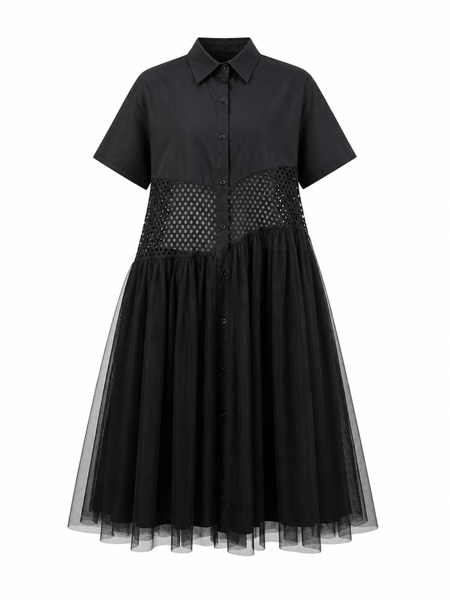 Audacious Mesh Patchwork Maxi Dress Hover Image