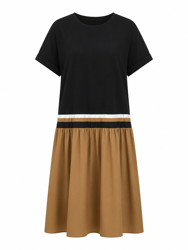 Grounded Patchwork Loose Maxi Dress Hover Image