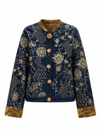 Magnetic Jacquard Beaded Denim Jacket