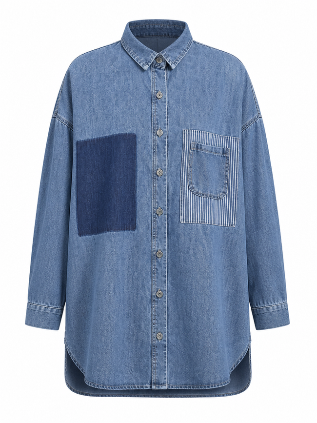 Wanderlust Patchwork Denim Shirt Hover Image