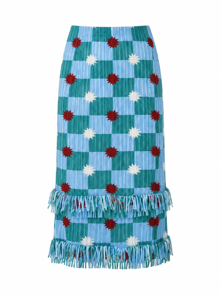 Spirited Plaid Tassel Midi Skirt
