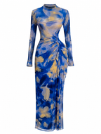 Wild Heart Printed Ruched Maxi Dress