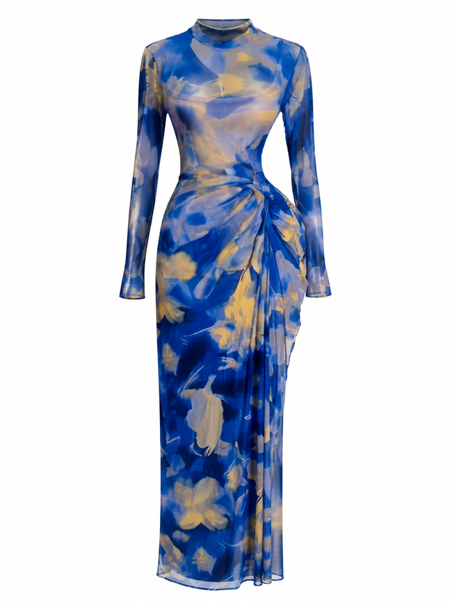 Wild Heart Printed Ruched Maxi Dress Hover Image